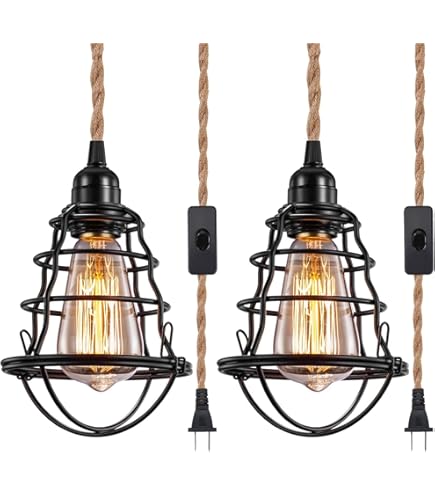 Industrial Pendant Light INNOCCY Edison Hanging Cage Pendant